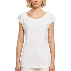 Build Your Brand Dames T-shirt met brede kraag, wit, maat M, Wit