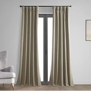 HPD Half Price Drapes Verduisteringsgordijnen in vintage-stijl voor slaapkamer en woonkamer, 127 x 274 cm, thermo-stof van linnen met kruispatroon, taupe