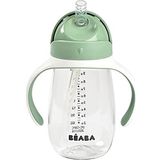 Béaba 2-in-1 drinkbeker, rietje, voor kinderen, 100% waterdicht, lekvrij, gemakkelijk te openen, afneembare handgrepen, Tritan en siliconen, 300 ml,1 eenheid (verpakking van 1) saliegroen