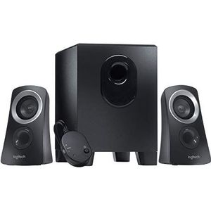 Logitech Z313 luidsprekersysteem 2.1 met subwoofer, rijk geluid, 50 W vermogen, sterke bas, 3,5 mm audio-ingang, EU/Frankrijk, PC/PS4/Xbox/TV/smartphone/tablet/speler