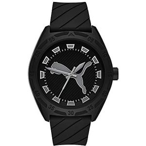 Puma Street Watch voor heren, kwartsuurwerk met PU-armband, siliconen, leer of roestvrij staal, zwart., riem