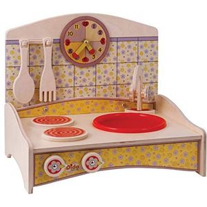 Dida - Mini-keuken met gele decoratie - keukentafelspeelgoed van hout voor kinderen