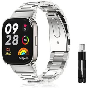 LanQii Compatibel met Xiaomi Redmi Watch 3 armband, roestvrij staal, metaal, reservearmband, voor heren en dames, voor Xiaomi Redmi Watch 3, zilver, Xiaomi Redmi Watch 3