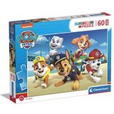 Clementoni - Paw Patrol Supercolor Patrol 60 stukjes kinderen 4 jaar, cartoon puzzel - Made in Italy, meerkleurig 26591