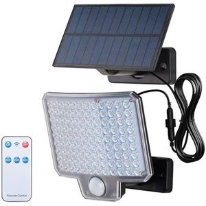 GRIFEMA GD201 Buitenlamp op zonne-energie met bewegingssensor, [108 leds/3 modi/1500 mAH], buitenspot op zonne-energie met afstandsbediening, IP65 waterdicht, voor tuin, garage