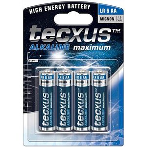 TECXUS Maximale alkaline LR6/AA (Mignon) - alkaline mangaanbatterij, 1,5 V, 4 stuks