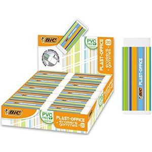 BIC Plast-Office witte gum, effectief, laat geen sporen achter, voor school of kantoor, doos met 20 gummen
