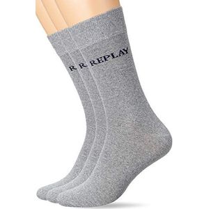 REPLAY Banderole casual sokken voor heren, Grijs Melange/Donker Blauw