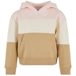 Urban Classics Meisjes trui met brede snit en kleurrijke look blokpatroon hoodie meisjes maat 3 tinten lichtroze wit grijs maten 110/116 - 158/164, Roze/Wit