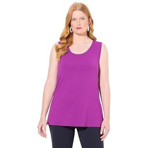 Ulla Popken Débardeur pour femme, coupe classique, col rond, stretch, bretelles larges, sans manches, mûres, 50-52