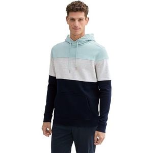 TOM TAILOR Sweat à capuche à larges rayures pour homme, 30463 - Dusty Mint Blue, M