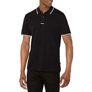 Hugo Boss Polo en coton piqué avec logo central pour homme, Goudron noir, S