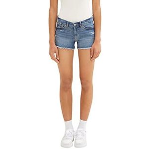 TOM TAILOR Denim 1036504 Jeansshort voor dames, lage taille, 1 stuk, 10123 - versleten denim blauw