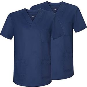 Misemiya - Pack*2 - Werkkleding Unisex COL PIC Korte Mouw ZIEKENHUIS Klinisch Uniform - Ref.817, Navy Blauw