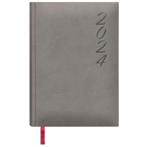 Dohe - Agenda 2024 - Jour Page - Dimensions : 15 x 21 cm (A5) - 336 pages - Reliure cousue - Couverture rigide - Couleur grise - Modèle Brasilia