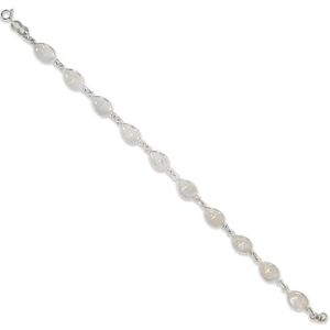 LAMARE - Armband in sterling zilver - Drop geslepen stenen - Minimalistische stijl - Tussen 9 en 10 natuurstenen cabochons - Verstelbare lengte van 18 tot 20 cm - 1 stuk