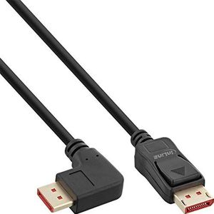 InLine® DisplayPort 1.4 kabel 8K4K rechts hoek zwart/goud 1m