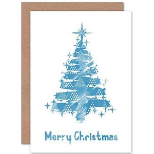 Kerstwenskaart met blauwe boom