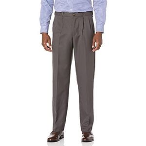 Amazon Essentials Pantalon habillé plissé à taille extensible pour homme, coupe classique, gris foncé, 76,2 x 81,3 cm (l x L)