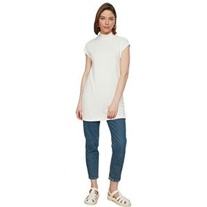 Trendyol Tunique Sans Manches Col Blanc Pièce T-Shirt Femme, blanc, XS