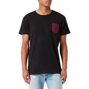 Frenchcool T-shirt, zwart, met zak, satijn, rood, heren, zwart, M, zwart.