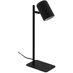 EGLO Ceppino Led-tafellamp, 1 lamp minimalistisch, tafellamp van metaal, bureaulamp in zwart, lamp met schakelaar, GU10-fitting