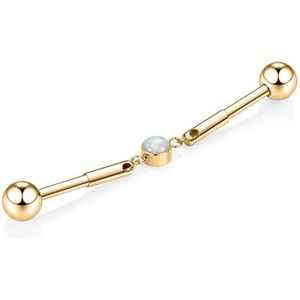 hengkaixuan Industriële piercing van chirurgisch staal, 14 G, steigerstang, 38 mm lang, steigerstang met geplaveide zirkonia, voor dames en heren, metaal, Metaal