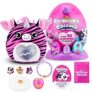 Rainbocorns ZURU Eggzania Mini Mania, Zebra, van ZURU Plush Surprise Unboxing met Animal Soft Toy, ideaal voor meisjes met fantasierijk spel (zebra)