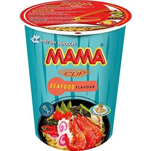 MAMA Instant Pasta zeevruchten – oosterse instant noedelsoep – authentiek Thaise koken – vork – 2 x 8 stuks – 70 g