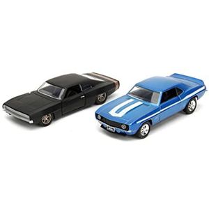 Jada Toys - Fast and Furious auto's (2 stuks) – Chevrolet Camaro 1969 & Dodge Charger Widebody 1968 ��– 2 Legacy Series modelauto's met deuren om te openen, 1:32, 19 cm, vanaf 8 jaar, Wave 2,