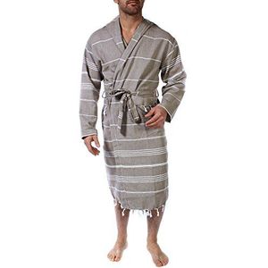 Cacala Badjas serie Pure Kimono - 100% natuurlijk Turks katoen - ultra absorberend en pluche - sneldrogend, comfortabel en warm - unisex - lichtbruin, M, Lichtbruin