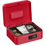 Relaxdays Geldcassette met 3 cijfers, muntenbox, ijzer, 8,5 x 20 x 17 cm, rood