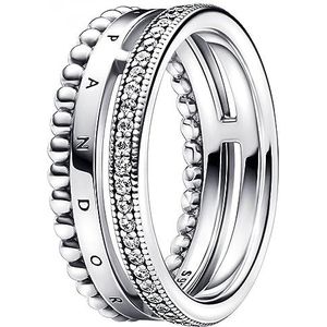 Pandora Damesring 925 sterling zilver 192312C01, Metaal, Zirkonia