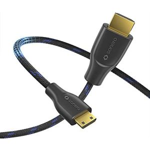 Sonero® Premium High Speed Mini HDMI naar HDMI 4K kabel, mini HDMI C stekker naar HDMI A-stekker, vergulde contacten, dubbel afgeschermd, textielmantel, 1.00m