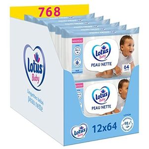 Lotus Baby Babydoekjes voor schone huid, 768 doekjes (12 x 64 stuks), hypoallergeen en dermatologisch getest