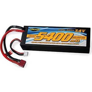 Carson 500608234 7,4 V/5400 mAh 60C LiPO Race batterij T-Plug HC – oplaadbaar, aansluitkabel met T-plug, reservebatterij voor op afstand bestuurd voertuig, modelbouw