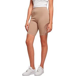 Urban Classics Dames High Waist Lace Inset Cycle Shorts Yoga Dames Soft Taupe XS, Softtaupe