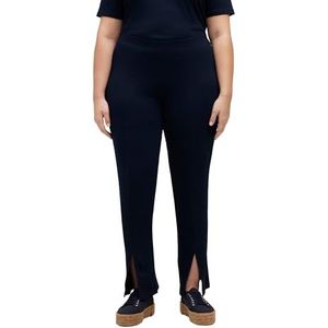 Ulla Popken Kick Flared Leggings in Rib Jersey met Slits broek dames, marineblauw, 54-56, Marinier