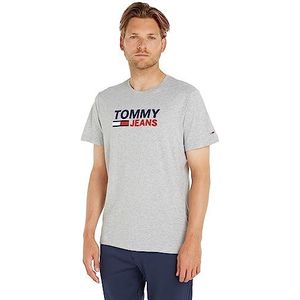 Tommy Hilfiger Tjm Reg Corp S/S T-shirt voor heren, grijs.