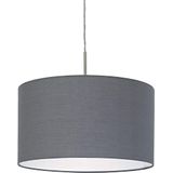 EGLO hanglamp PASTERI, 1 lichtbron textiel pendelarmatuur, hanglamp van staal en stof, kleur: nikkel mat, grijs, fitting: E27, Ø: 38 cm