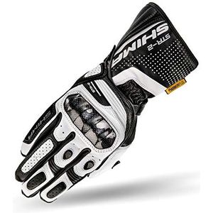 Shima STR-2 Motorhandschoenen voor heren – touchscreen-handschoenen, zomer, sport en leer met koolstofvoegenbescherming, handen en vingers, versterkte handpalm (wit, XXL)