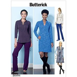 Butterick Patterns 6494 E5 dames T-shirt met jurk en broek maten 42-50 bont 17 x 0,5 x 22 cm