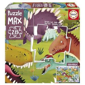 Educa - Max kinderpuzzel met leuke dinosaurusafbeelding. 28 grote onderdelen, gemakkelijk te hanteren en aan te passen. Ideaal voor vloermontage (19954)