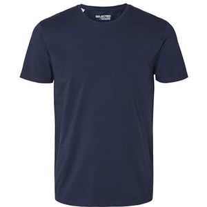 SELECTED HOMME Heren T-shirt van biologisch katoen, marineblauw blazer
