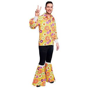 amscan 60's Men Floral Shirt Costume Set Adult Size-3 Pcs Costumes, Multicolore, Homme, multicolore, Adult Size
