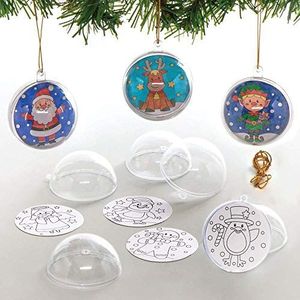 Baker Ross Kleurrijke kerstballen, 8 stuks kerstballen voor kinderen, maak je eigen kerstdecoraties (AX478)