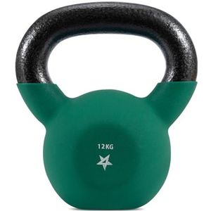 Yes4All Kettlebell van gietijzer met neopreen coating, donkergroen, 12 kg