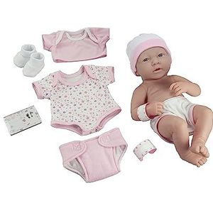 JC TOYS - Pasgeboren pop La Newborn 38 cm van zacht vinyl, bestaande uit kleding en 8 accessoires, roze, ontworpen in Spanje door Berenguer, 2 jaar