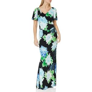 Gina Bacconi Robe de cocktail maxi en jersey pour femme, Bleu marine/vert, 50