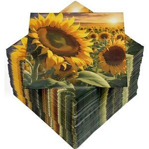 HEKU 100 stuks papieren servetten, 33 x 33 cm, zonnebloemen, absorberend en praktisch, grote keuze, ideaal voor speciale gelegenheden